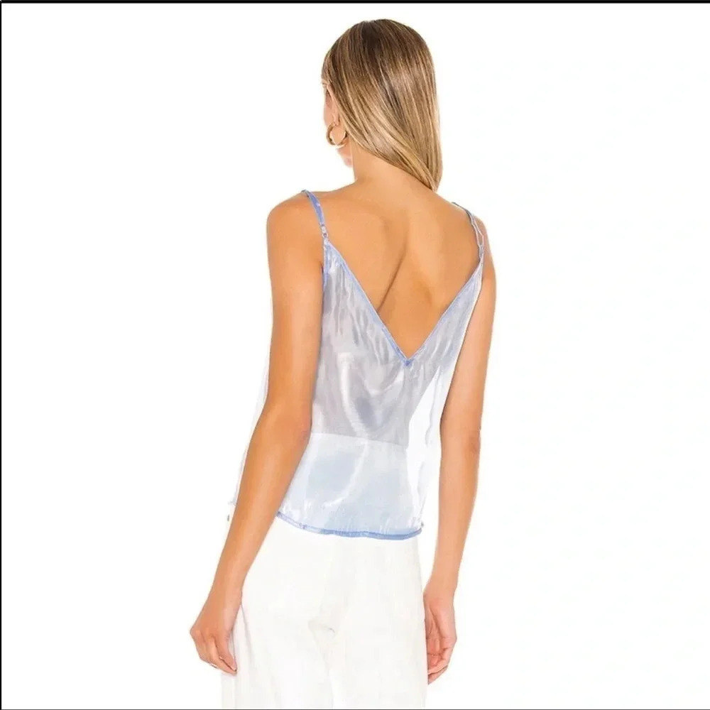 Superdown Dusty Blue Sadie Sheer Blouse Women’s Size Small NWT - Picture 4 of 8